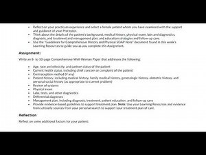 PRAC6552 WEEK 10 ASSIGNMENT 2: COMPREHENSIVE WELL WOMAN PAPER