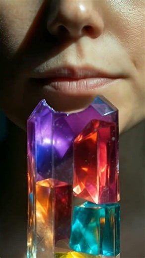 ASMR Eating Rainbow Crystal Popsicle 🌈💎 | Oddly Satisfying Sounds #asmr #popsicle #satisfyingsounds