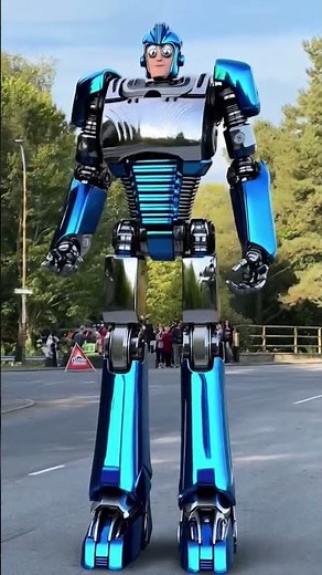 Blue scania truck turns into robot and plays kung fu