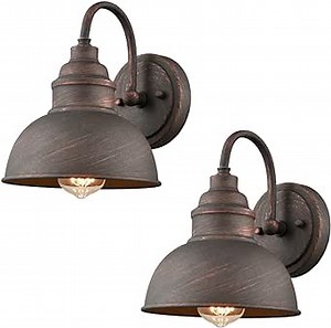 DIRYZON Rustic Wall Sconces Set of 2 Gooseneck Barn Light Fixture for Bedroom Bathroom Kitchen Porch Antique Copper Finish