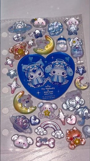 水色縛りのシール帳作り💎🩵サンリオのゆめかわシールとボンボンドロップシールを貼る🎀🫧 #sticker #かわいい #ボンボンドロップシール #ぷくぷくシール