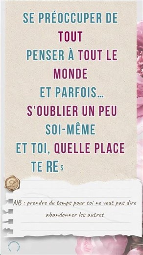 Quand as-tu pensé à toi pour la dernière fois ?