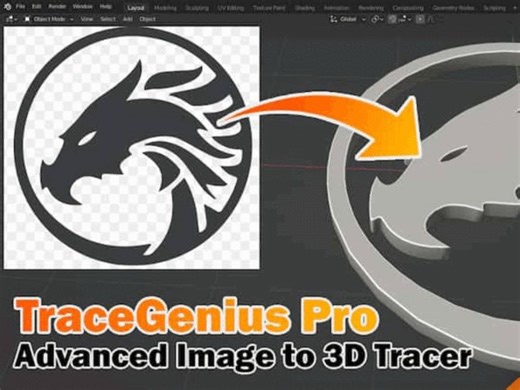 Blender2D图像转3D模型插件 Tracegenius Pro V2.1 – Advanced 2D Image To 3D Tracer