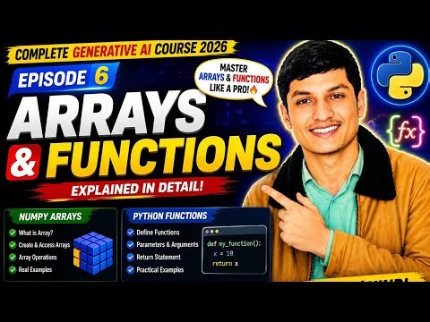Python Arrays & Functions Full Tutorial | Episode 6 | Complete Generative AI Course 2026