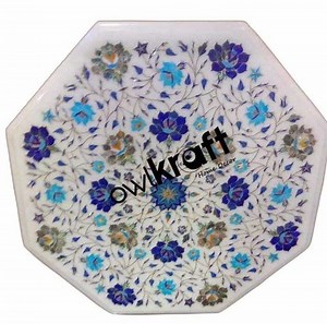 Marble Inlay Table Tops With Semi Precious Stone Inlay