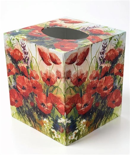 Red Poppy Tissue Box Cover - A Vibrant Summer Meadow for Your Home - Unique Floral Gift Fits Kleenex Box - Etsy
