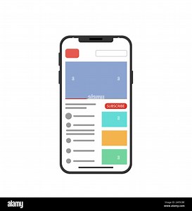 Mobile Video player mockup. Smartphone social media interface. Play video online mock up. subscribe button. UI window with navigation icon. Vector illustration. eps 10 Stock Vector Image & Art - Alamy