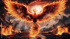 Phonic animation with flames, smooth looping video.