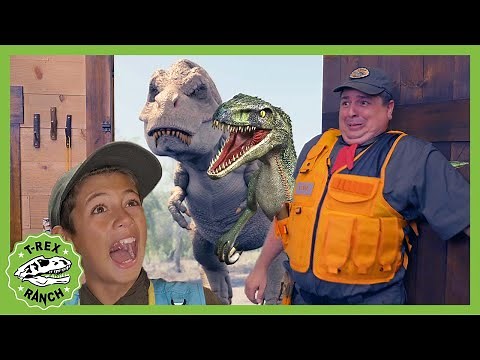 RAPTOR Dinosaur Invades DINO HQ! T-Rex Ranch Dinosaur Videos