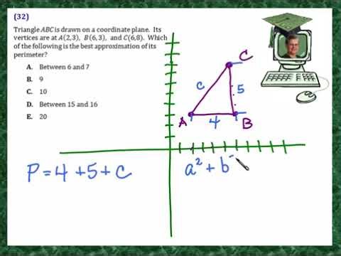 Praxis Application GEOM032 Perimeter of a triangle on a coordinate grid