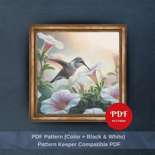 Hummingbird Cross Stitch Pattern PDF, Realistic Floral Bird Design (pattern Keeper Compatible, Instant Download) - Etsy