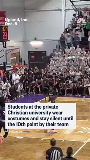 The crowd at Indiana’s Taylor University went wild at the school’s annual “Silent Night” basketball game, where spectators hold their cheers until the 10th point is scored. | NBC News
