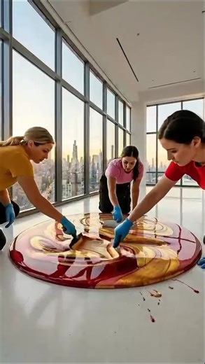 Satisfying Epoxy Floor Process | Metallic Resin Art Floor