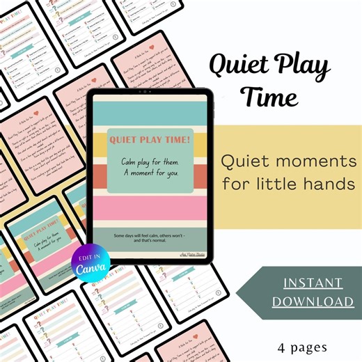Temps de jeu calme pour les tout-petits | Modifier Calm Play Imprimer | Délai de la routine de réinitialisation indépendante | Toile | 1 modèle page   DPP | Idées gratuites pour l'écran - Etsy France