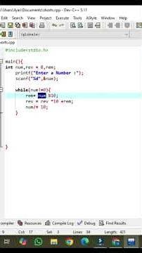 REVERSE A NUMBER C PROGRAMMING #shorts #coding #cprogramming