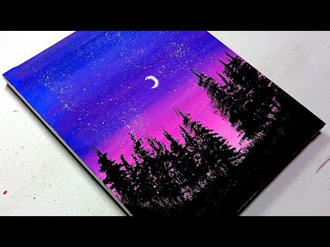 La Noche Más Tranquila y Hermosa que He Pintado / Pintura Acrílica para Principiantes