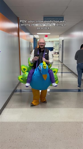 PRINCIPAL SNOW SHOWDOWN ❄️ Our principals each guessed how many inches of snow we would get, and the closest prediction won while the farthest off had to wear the costume. Mr. Eyler’s guess missed the mark, so he proudly rocked the peacock costume! #butlertech #fyp #foryoupage #transforminglives #butlertechdrl