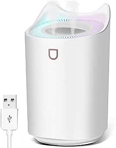 Double-hole Spray Humidifier,Portable Mini Humidifier Large capacity 3300ml Cool Mist Humidifier,Humidifiers for bedroom,air humidifier with Night Light(White)