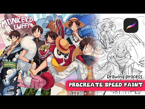 [Procreate Speedpaint] One piece fan art!Just a few Luffy official outfits