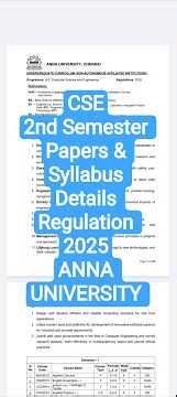 Anna University Computer science Engineering|CSE|2nd Semester|Syllabus details|Regulation 2025|