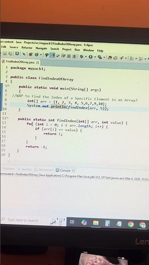Java Program to Find the Index of a Specific Element in an Array | Java Interview Questions #java