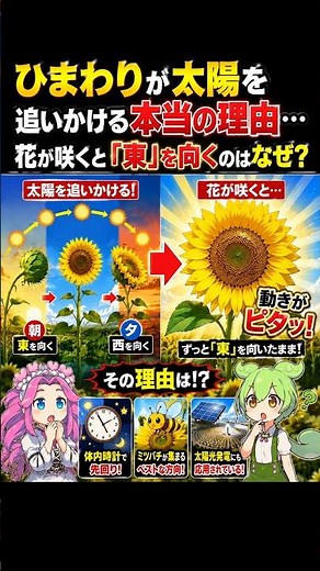 ひまわりが太陽を追いかける本当の理由…花が咲くと「東」を向くのはなぜ？ 【ずんだもん解説・ゆっくり解説】 #Shorts