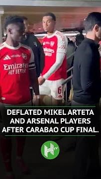 DEFLATED Arteta and Arsenal players after Carabao Cup final defeat 😓