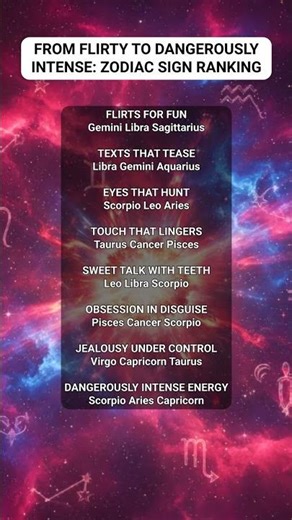 1 Dangerous Ranking: Flirty to Intense Zodiac Energy