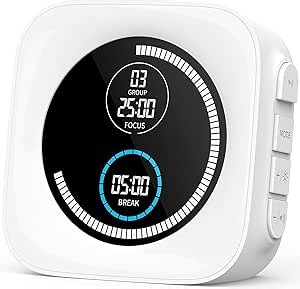 99-Minute Visual Timer with Pomodoro Timer Productivity Focus Timer Countdown Stopwatch Desk ADHD for Study, Work, Student, Procrastination, Loud Alarm/Mute/Vibration, 2 Brightness Levels