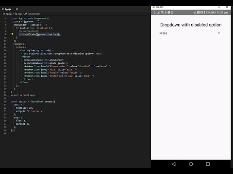 React native dropdown picker with a disabled option