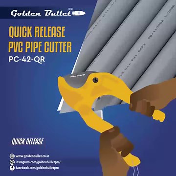 46K views · 173 reactions | Cutting PVC Pipes with Ease: Our all new PVC Pipe Cutter PC-42- QR is here!  With a 3-42mm capacity and a quick-release function, it's the tool you need for fast, precise cuts. Streamline your PVC projects with the perfect tool for fast, precise cuts. Get the job done effortlessly! #goldenbullet #goldenbullettools #electricians #plumbers #carpenters #powertoolsindia #powertools #toolsindia #indiantools | Golden Bullet | Facebook
