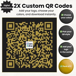 2 Custom QR Codes With Logo / Instant Digital Delivery for Businesses and Networks / Downloadable - Etsy UK