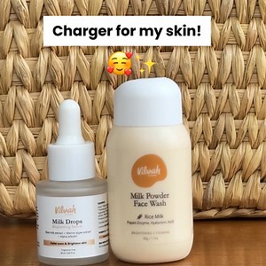 1.1M views · 211 reactions | Skin’s low on battery, too! 路‍♀️ Vilvah's 퐅퐚퐜퐞 퐁퐫퐢퐠퐡퐭퐞퐧퐢퐧퐠 퐂퐨퐦퐛퐨 helps you bring it back to life in just 2 simple steps. This Powerpack Combo includes: 懶Milk Powder Face Wash: Deeply cleanses & brightens skin 懶Milk Drops Serum: Reduces pigmentation & dark spots Shop now at flat ₹114 off! | Vilvah store | Facebook