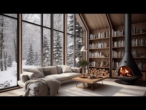 Snowy and Fireplace in the Cozy Winter Forest | Ambience for Stress Relief and Insomnia Relief