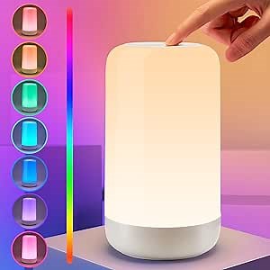 LED Lamp for Bedroom, 32 RGB Colors & 10 Brightness Touch Night Light, 1800mAh Cordless & Battery NightLight, Mood Lighting Rechargeable Lamp for Adults/Kids/Baby Nursery Night Light, Eyes Care, Gifts