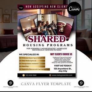 Shared Housing Flyer Template | Affordable Living Canva Flyer | Transitional Housing Room Rental Ad | Editable Design - Etsy