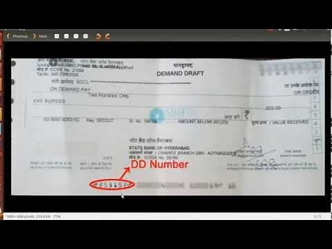 How to find dd number from DEMAND DRAFT for SBH