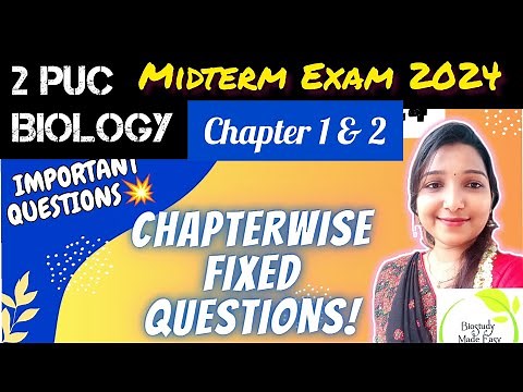 2 PUC Biology IMPORTANT QUESTIONS Chapter 1&2 for EXAM 2024‪@biostudymadeeasy‬​