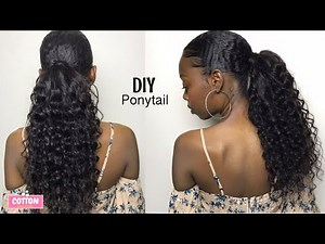 SUPER EASY How To: DIY Drawstring Ponytail | PART 1 | AliExpress X-Elements Deep Wave hair (no glue)