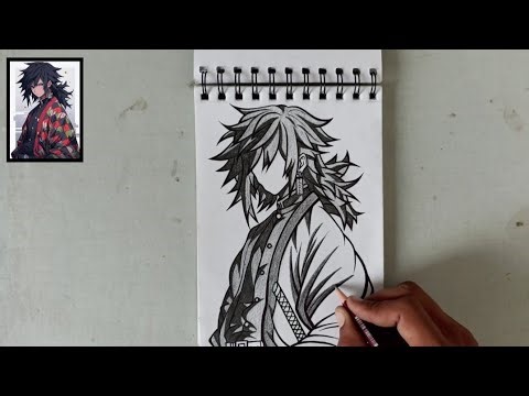 Giyu Tomioka Pencil Sketch 😈 | Demon Slayer Anime Drawing | Satisfying Art #anime #demonslayer #art