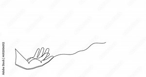 Hand holds dragon one line art animation,continuous contour drawing motion,hand-drawn mythical chinese animal outline minimalist video,horoscope zodiac sign.4k self-drawing movie