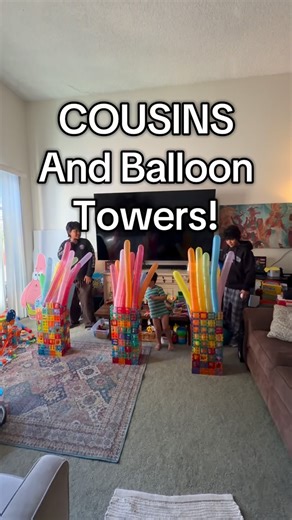 Chelsey Sjolie Aguilar on Instagram: "Roman swipes an extra tower😂 should I build Cruz a re-do tower??? Rocket balloons are linked in my bio! #rocketballoons #magnettiles zyx_chunkyboysk8s @cruzeltoromagana"