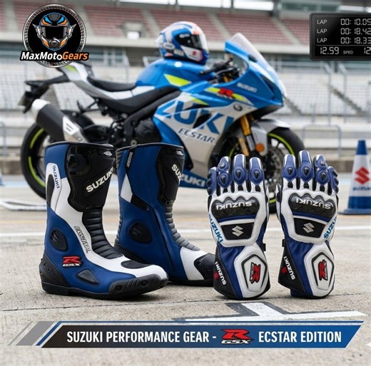 Suzuki GSX-R Style Motorcycle Boots & Gloves Set – Leather Motorbike Racing Shoes and Protective Gloves - Etsy