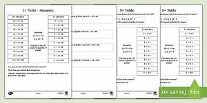 5x Table Worksheet Activity