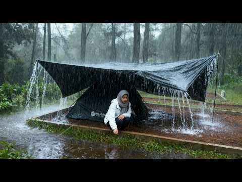 CRAZIEST STORM I EVER MET ‼️ Camping in Torrential Rain, Windstorm and Thunderstorms ⛈