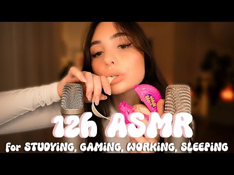 12h ASMR Gum Chewing 🫧 with 2 Mics 🎙️🎙️ for studying, gaming, sleeping & working