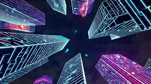 Urban Skyline View from Below in Cinematic Footage