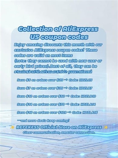 Collection of AliExpress US Coupon Codes #retekess #wireless