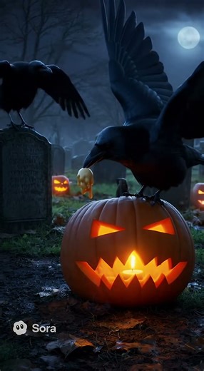 “Halloween Scare? Crow Just Steals Snacks from Pumpkin Monster! 😂”