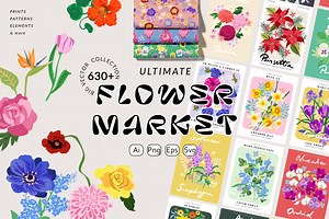 Flower Market Posters & Patterns, an Illustration by SunnyAfternoons